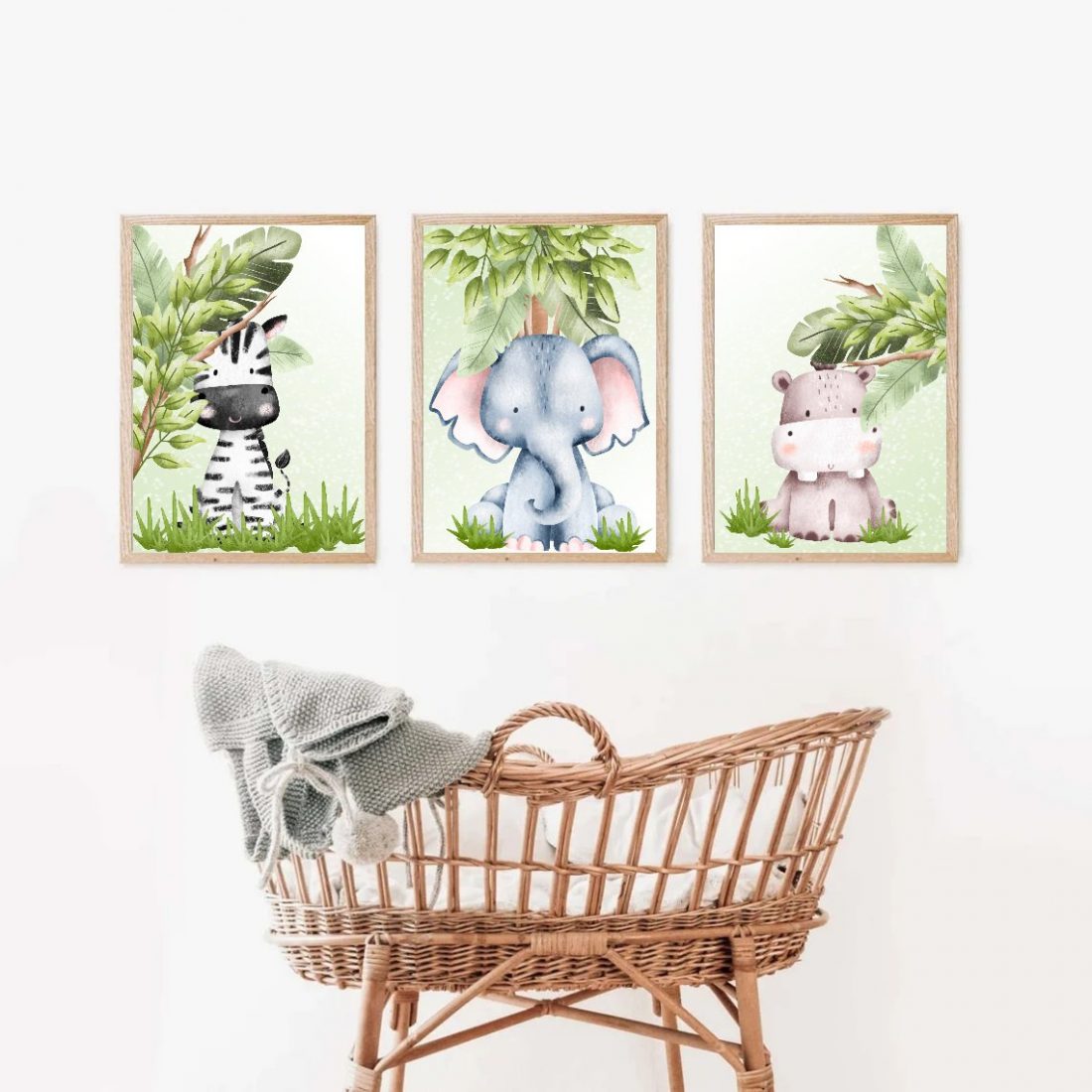 Zebra, Elephant, Hippo Jungle Animals Nursery Prints - Kangaroo Kids Designs - unique nursery prints and kids wall art, nursery decor and nursery essentials.