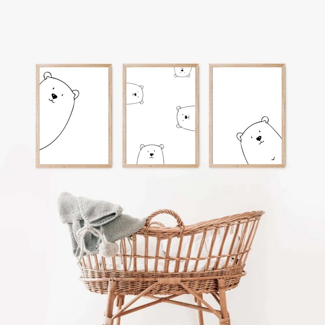 Peek A Boo Bears Nursery Wall Art Print Set, designed in monochrome with a minimalist aspect. Kangaroo Kids Designs - unique nursery prints and kids wall art, nursery decor and nursery essentials.