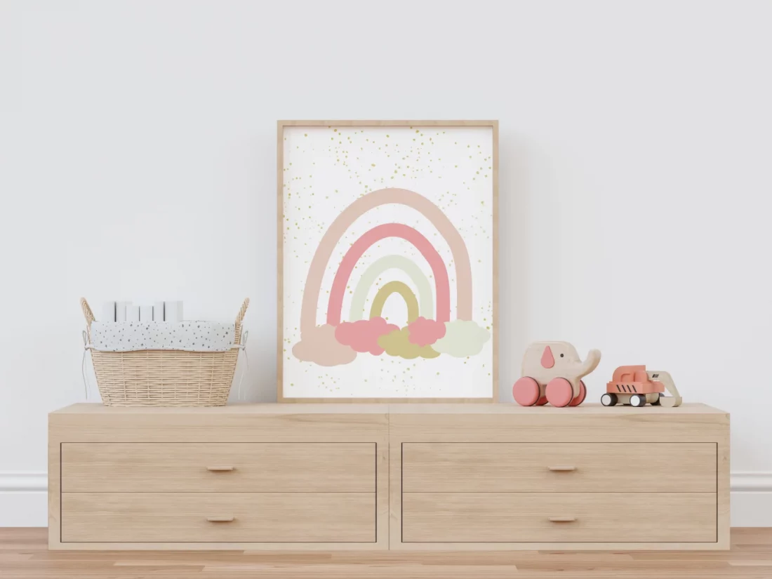 Pink Rainbow Serenity Nursery Wall Art by Kangaroo Kids Designs
