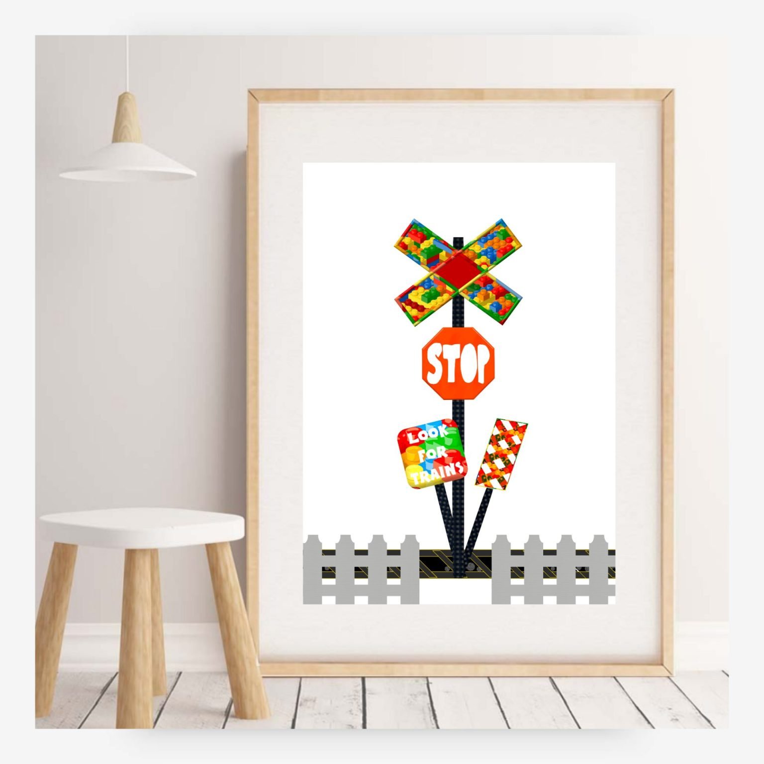 STOP Railway Crossing Print in Lego - Image 2