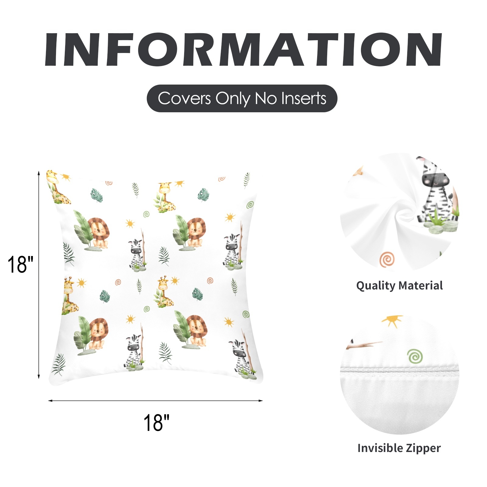 Luxury Safari Animals Nursery Pillow Case – Decorative Wild Animal Cushion for Kids Bedroom 3 Luxury Safari Animals Nursery Pillow Case – Decorative Wild Animal Cushion for Kids Bedroom - Image 3