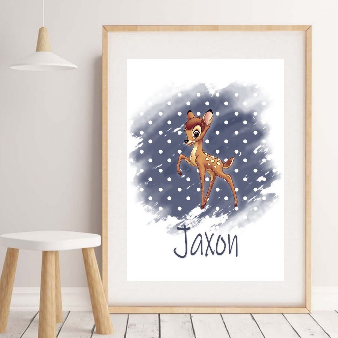 Personalised Baby Boy Bambi Wall Art Print