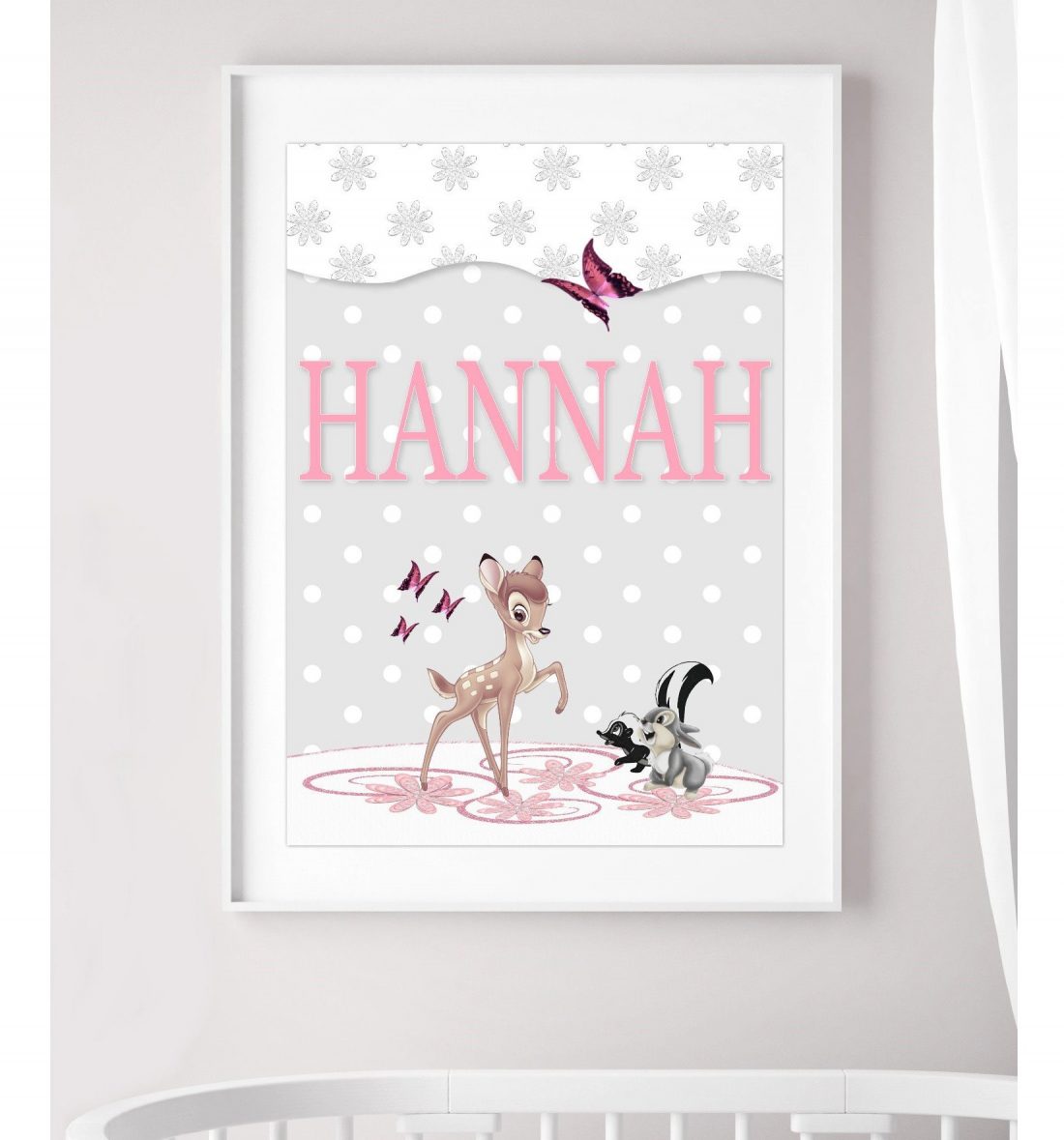 Bambi Wall Art Print for Baby Girl - Personalised