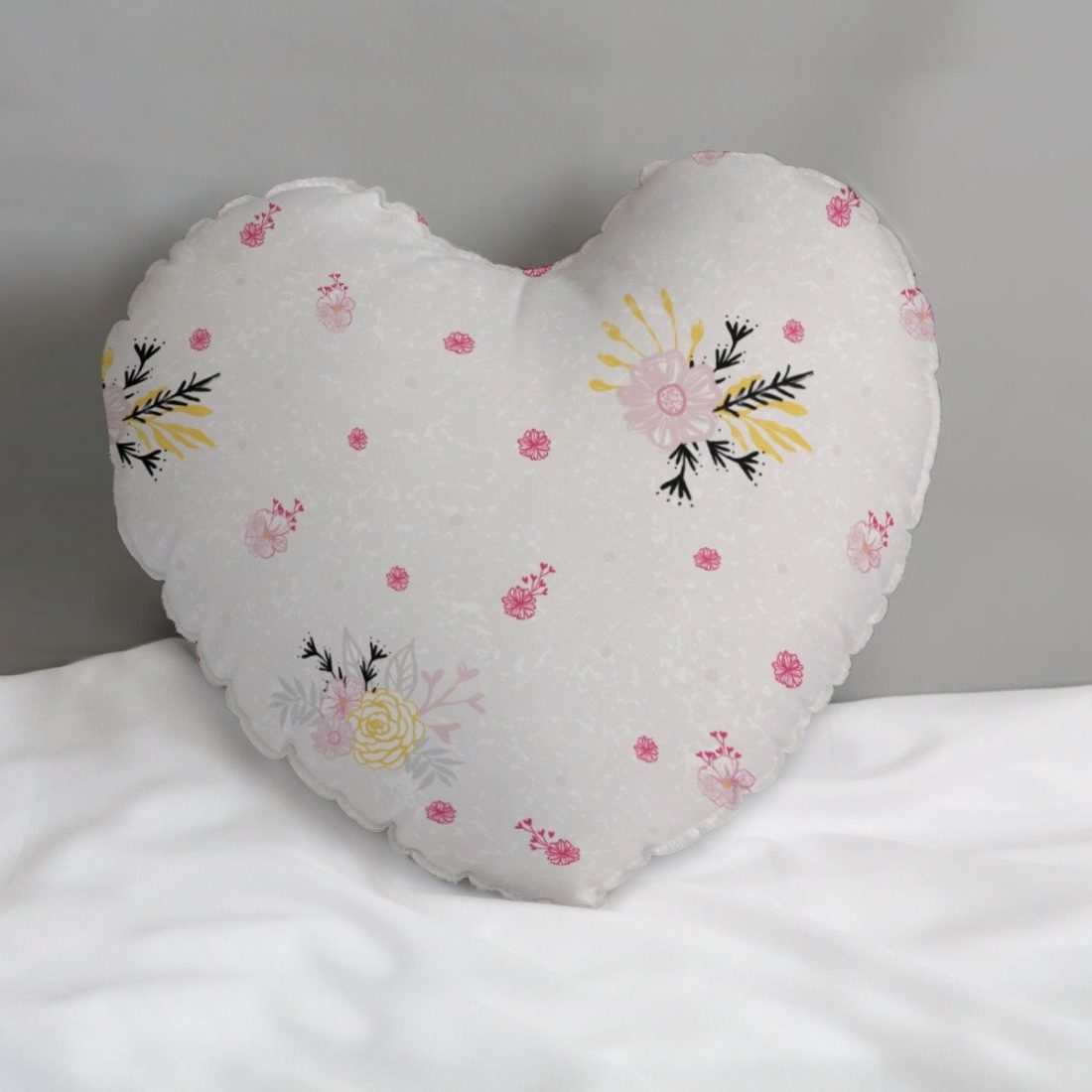 Floral heart shaped decorative pillow