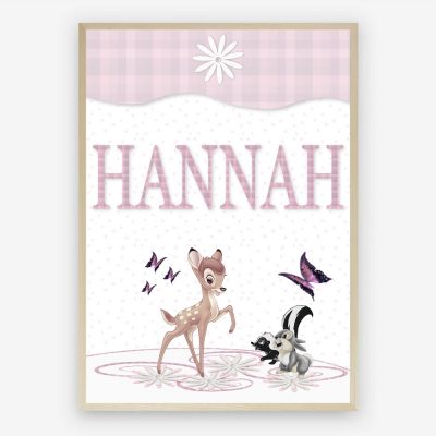Bambi Baby Girl Name Nursery Print  