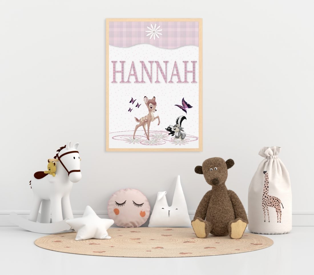 Bambi Baby Girl Name Print for Nursery by Kangaroo Kids Designs