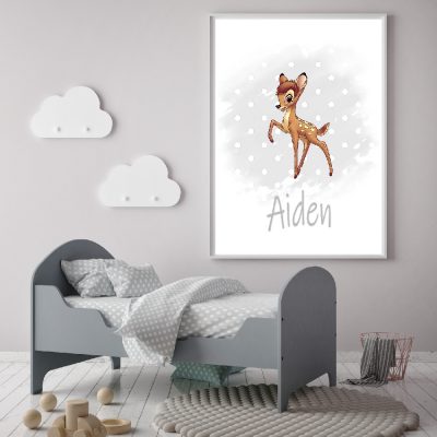 Custom Bambi Nursery Print for Baby Boy