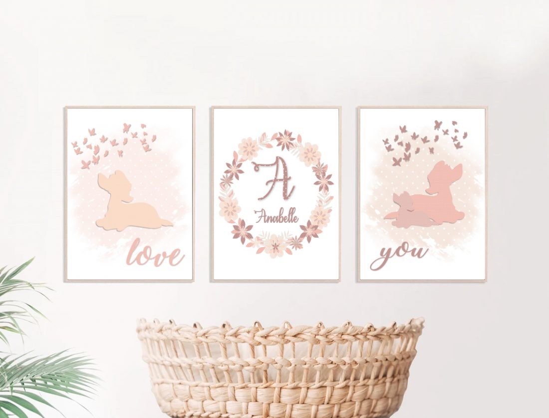 Bambi Letter & Name Print Set Boho Florals