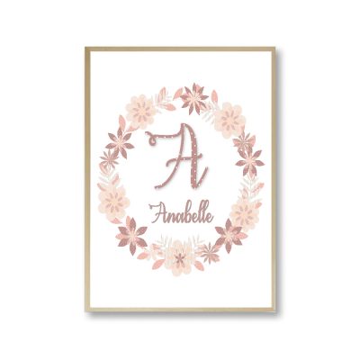 Boho Floral Bambi Nursery Prints – Personalised Baby Name Wall Art Set of 3