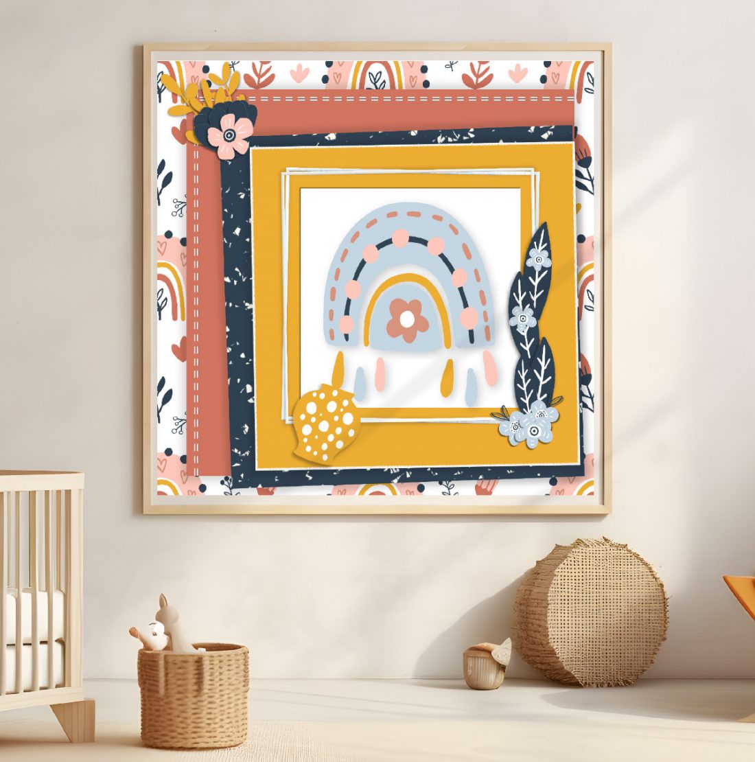 Boho Rainbows Girls Wall Art Scrapbook Inspired to Suit Kmart or Ikea Picture Frames