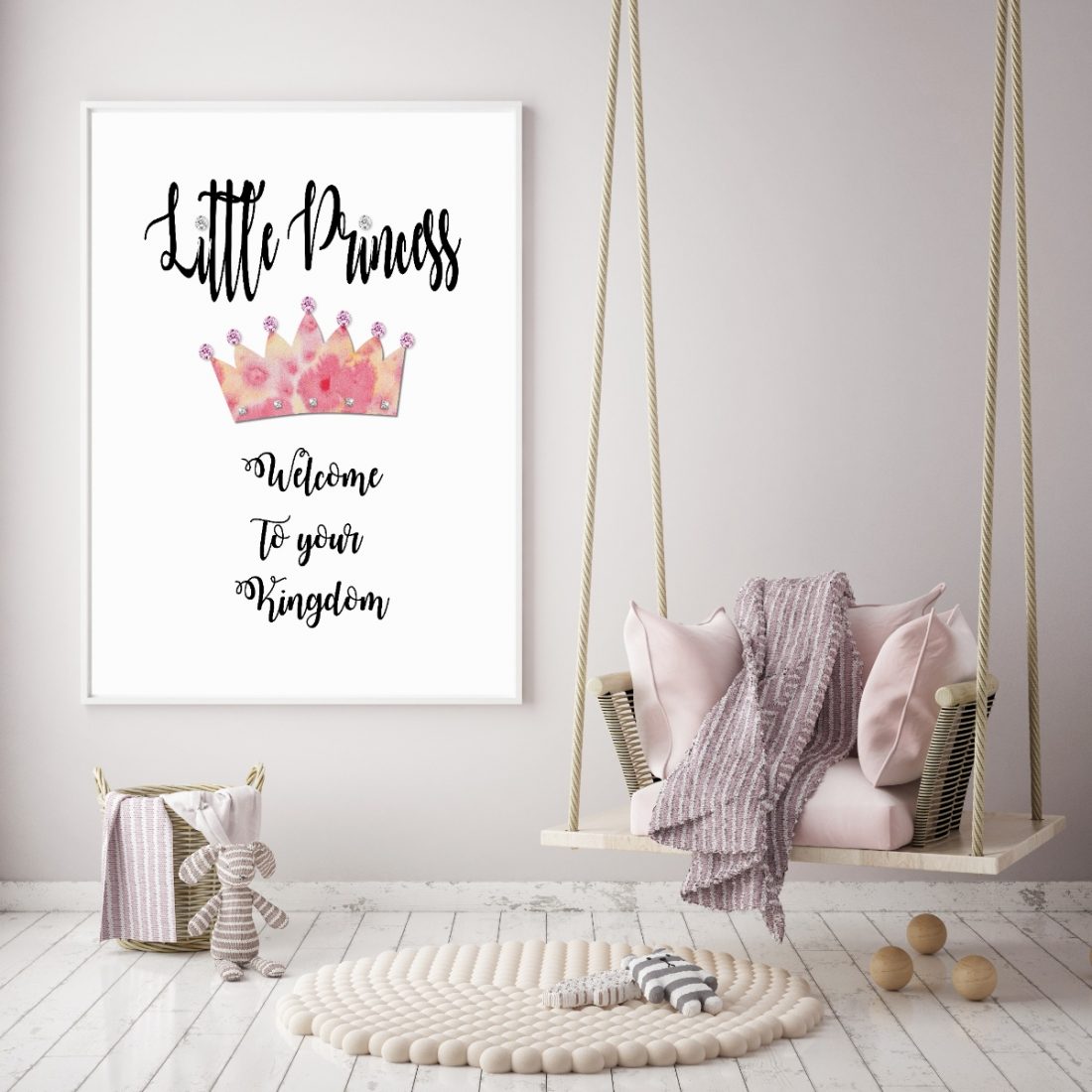 Girls Nursery Print - Watercolour Crown - by Kangaroo Kids Designs