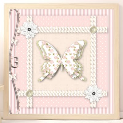 Shabby Chic Floral Butterfly Girls Wall Art Print