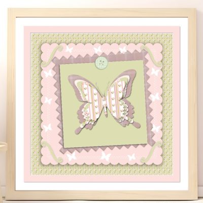 Shabby Chic Pink & Mint Butterfly Girls Wall Art Print