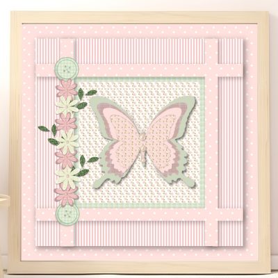 Shabby Chic Pink Butterfly Girls Wall Art Print