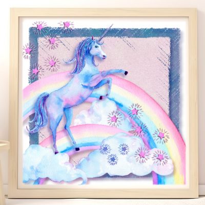 Watercolour Unicorn Girls Wall Art Print