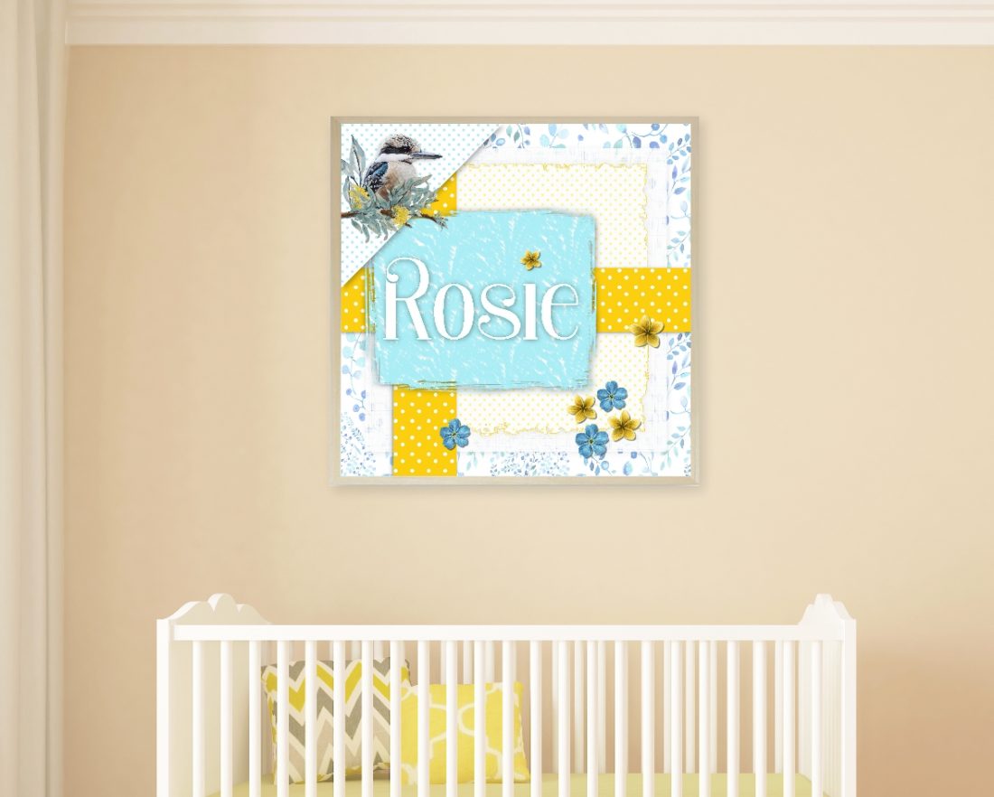 Kookaburra Name Print for Girls - Wall Art -Scrapbook Inspired by Kangaroo Kids Designs