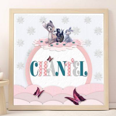 Bambi Baby Girl Name Print Personalised Wall Art-Scrapbook Inspired Design to Suit Kmart or Ikea Picture Frames - by Kangaroo Kids Designs