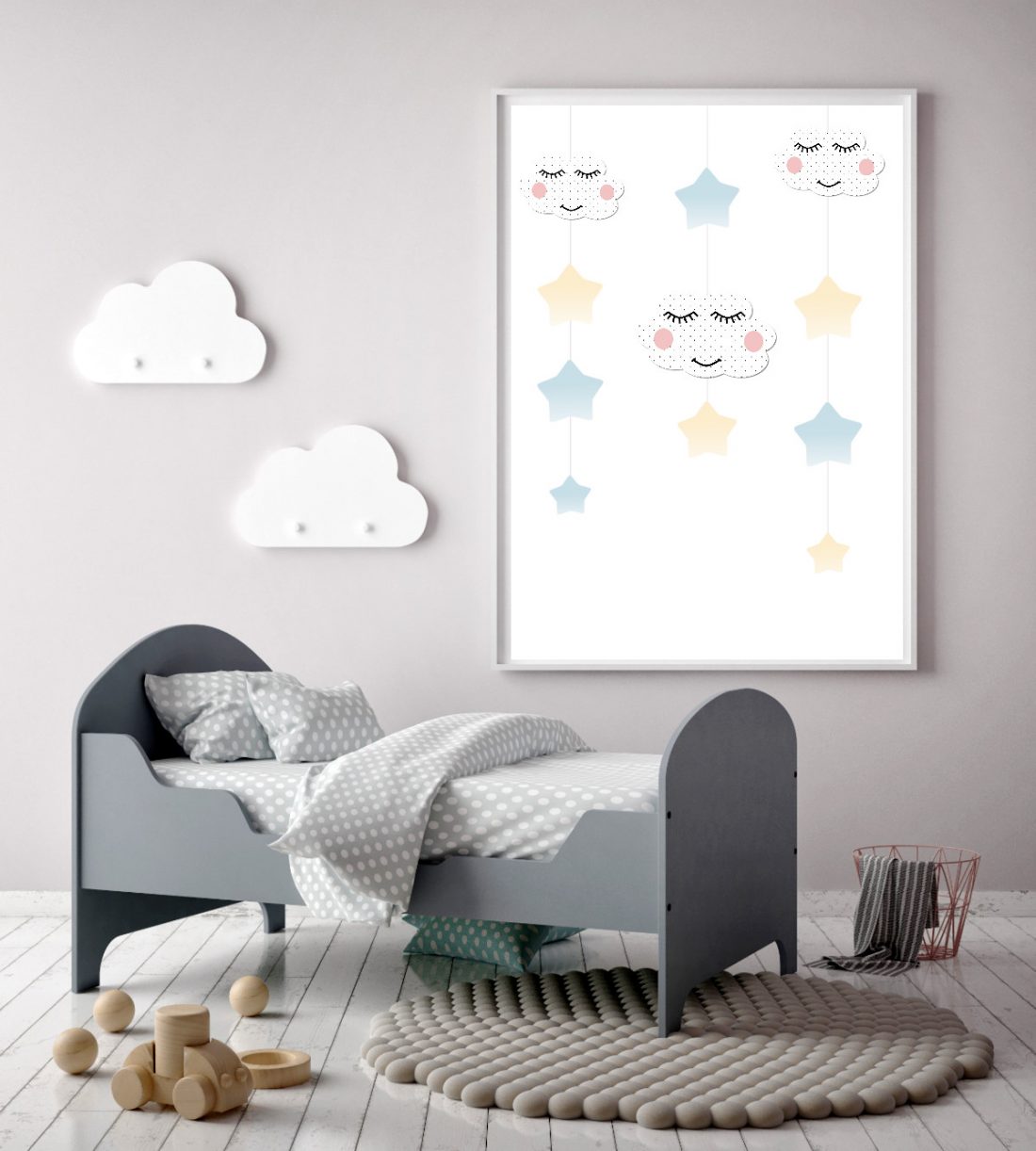 Whimsical Clouds Nursery Wall Art by Kangaroo Kids Designs