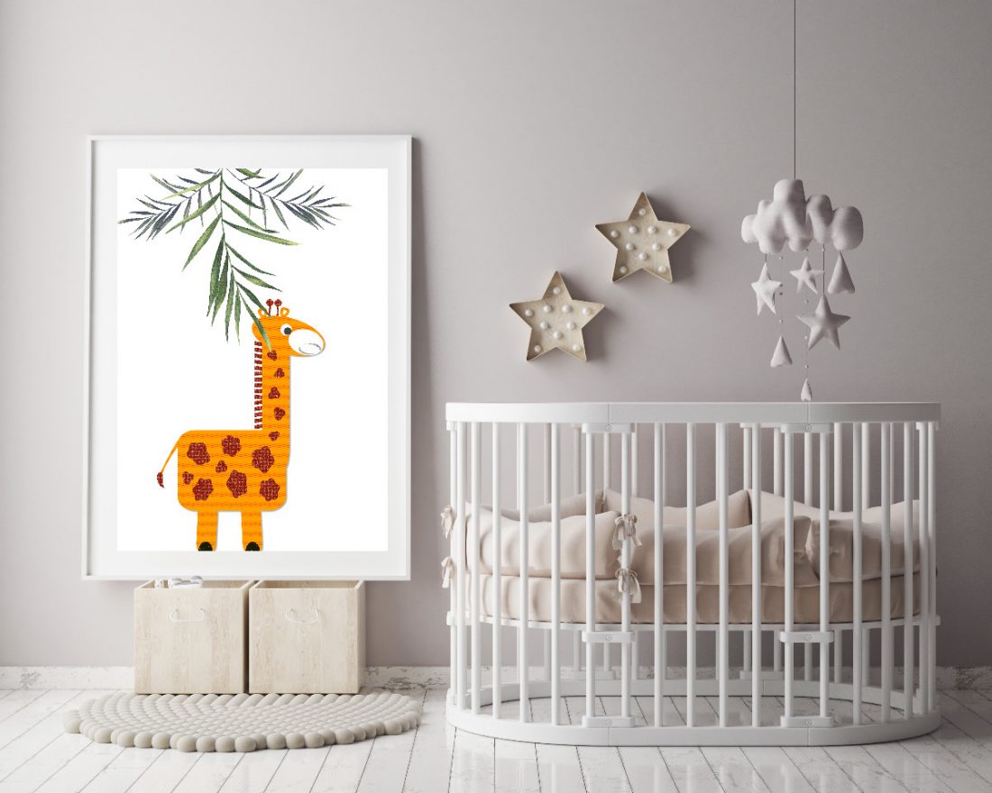 Giraffe Nursery Print for Baby's Room - Unisex - by Kangaroo Kids Designs