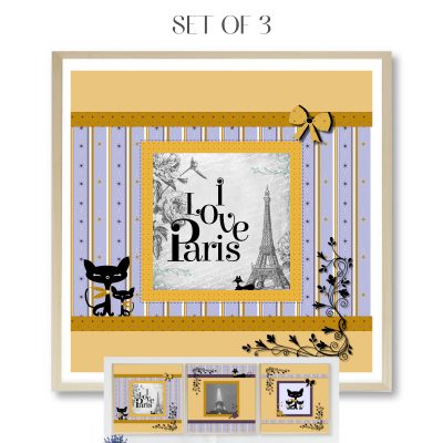 Paris Wall Art Prints for Teen Bedroom - Dark Yellow