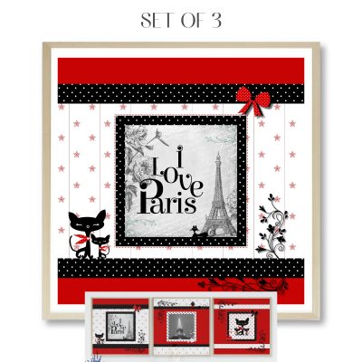 Set of 3 Paris Eiffel Tower Prints ~ Chic Wall Art for Girls’ Room or Teen Bedroom
