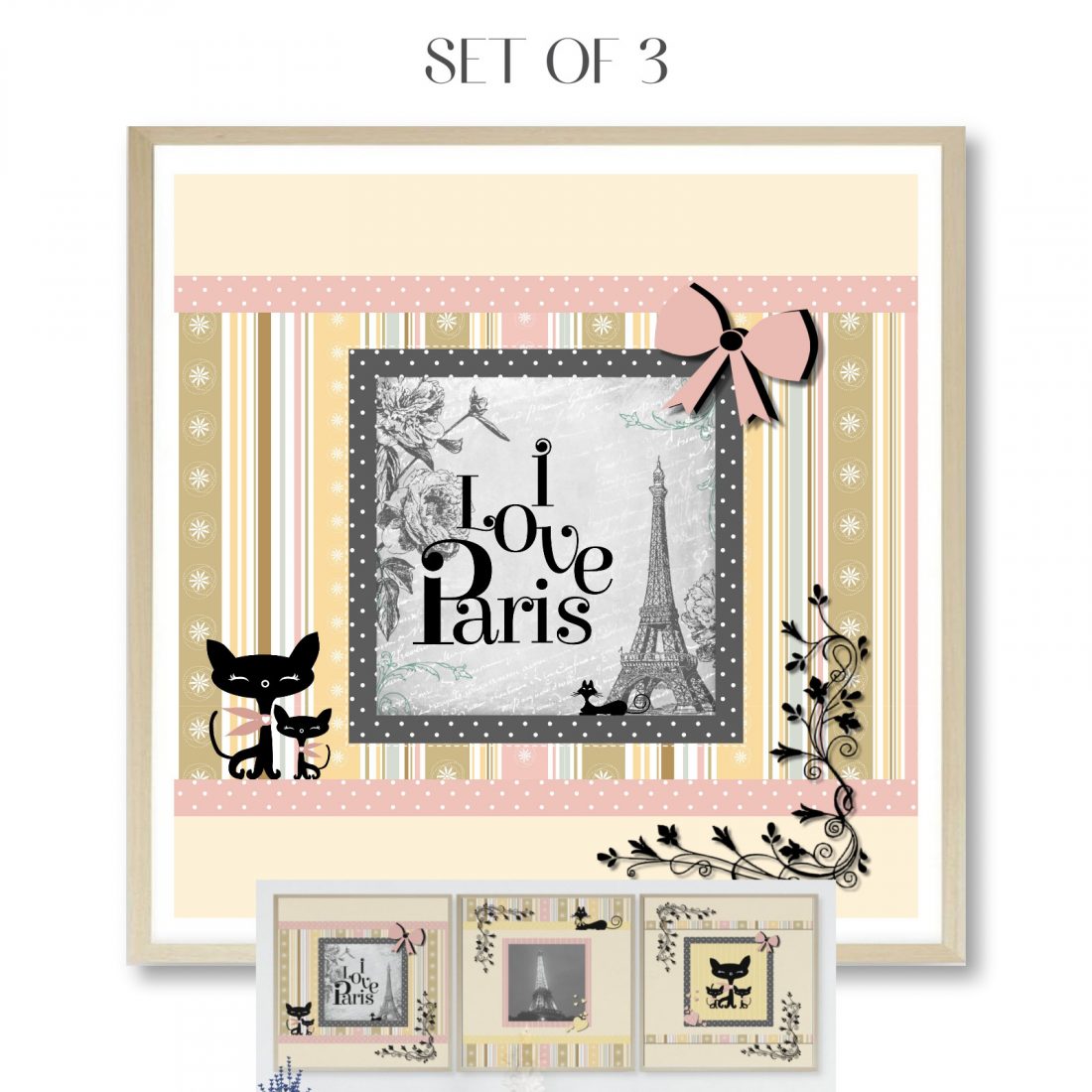 Eiffel Tower Paris Prints Set ~ Chic Wall Art for Girls’ Room or Teen Bedroom