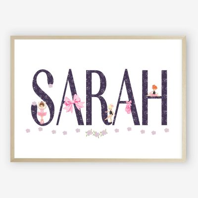 Girls Name Print with Ballerinas - by Kangaroo Kids Designs
