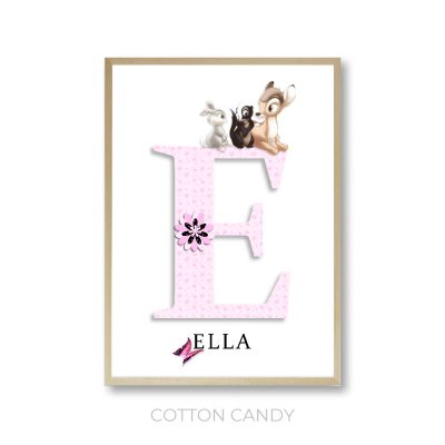 Baby Initial Name Print - Disney characters - Cotton Candy