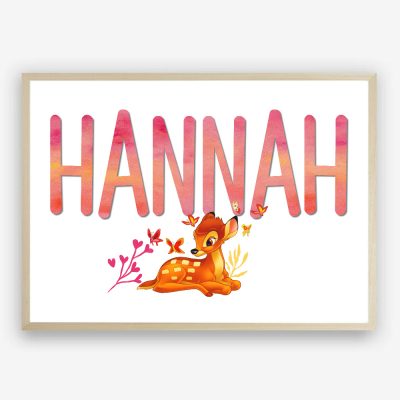 Personalised Baby Name Bambi Wall Art