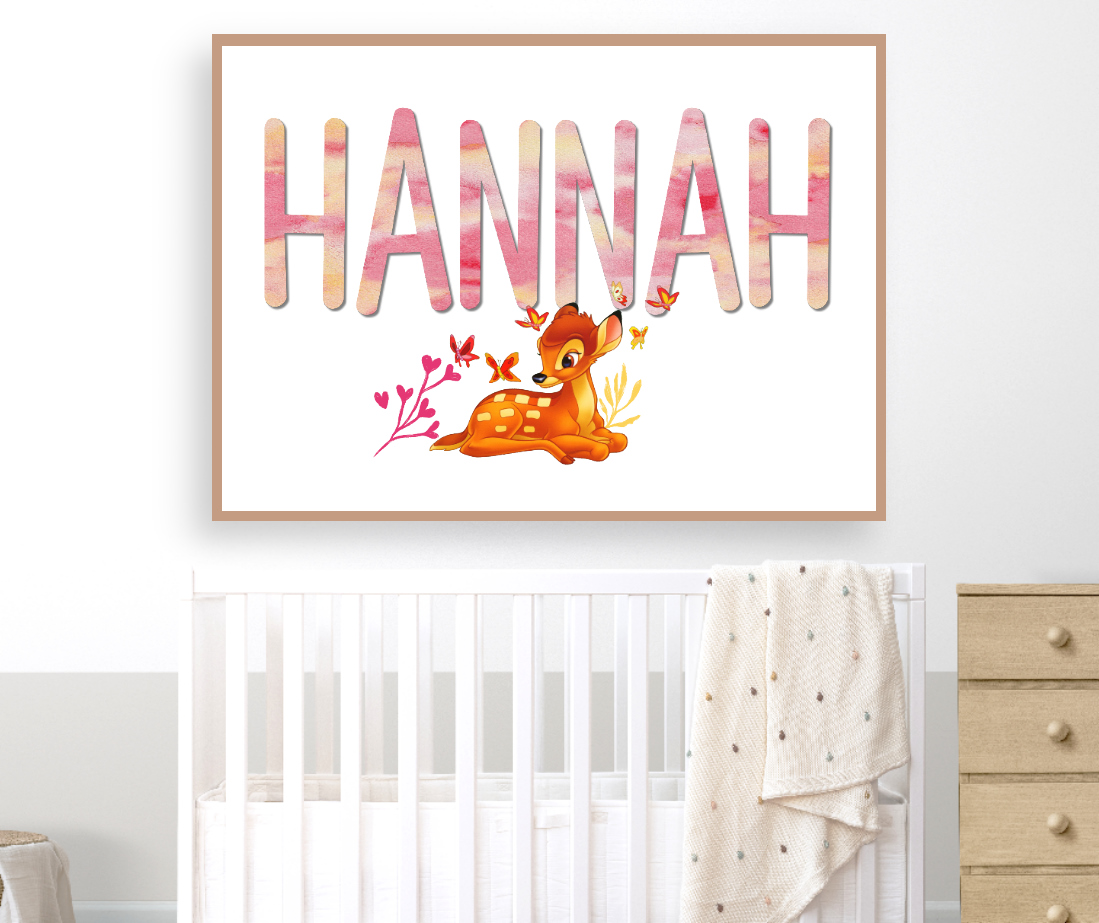 Personalised Baby Name Bambi Wall Art 5 Personalised Baby Name Bambi Wall Art - Image 5