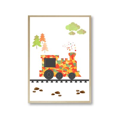Steam train nursery print for boys nursery by Kangaroo Kids Designs