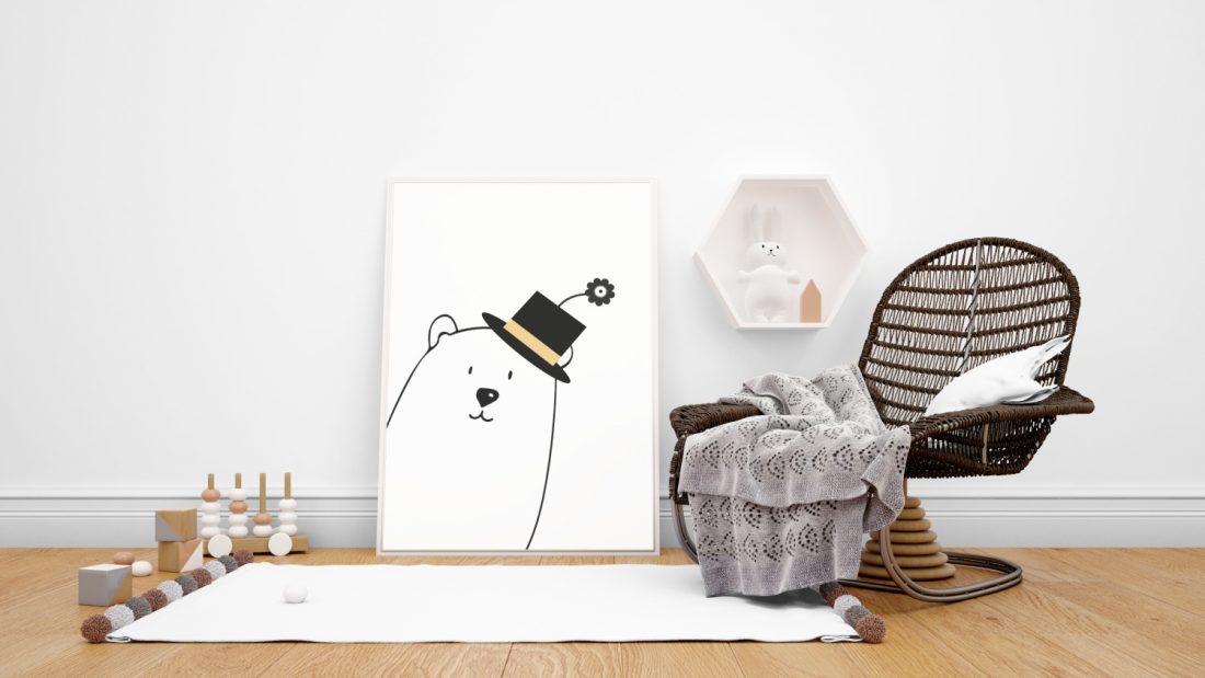 Peek‑a‑Boo Bear Nursery Print - Cute Baby Room Digital Download Wall Art