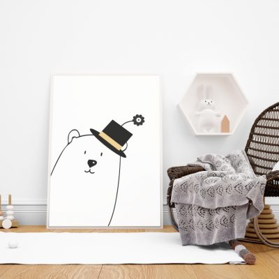 Peek‑a‑Boo Bear Nursery Print - Cute Baby Room Digital Download Wall Art