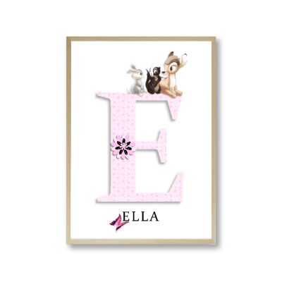 baby initial name print - Disney characters - pink