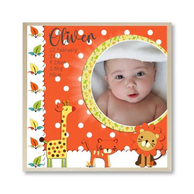 Personalised boys jungle birth print - Kangaroo Kids Designs