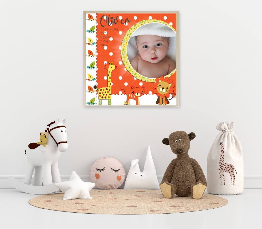 Personalised Boys Jungle Birth Print
