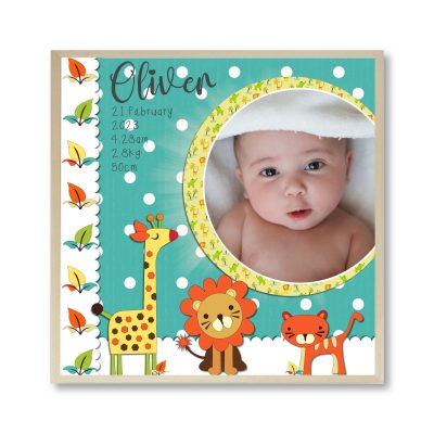 Custom Jungle Birth Print Turquoise