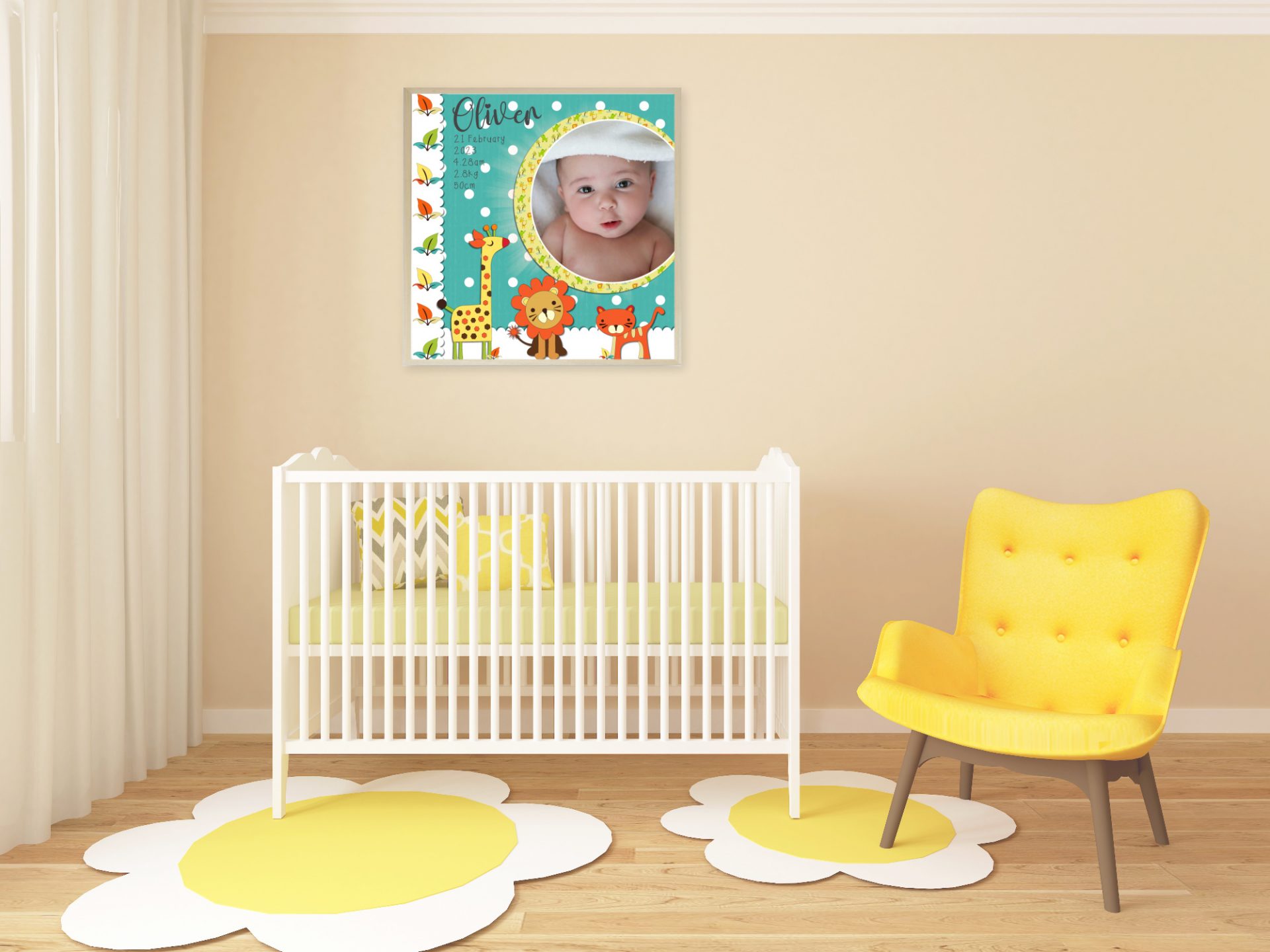 Custom Jungle Birth Print Turquoise 3 Custom Jungle Birth Print Turquoise - Image 3