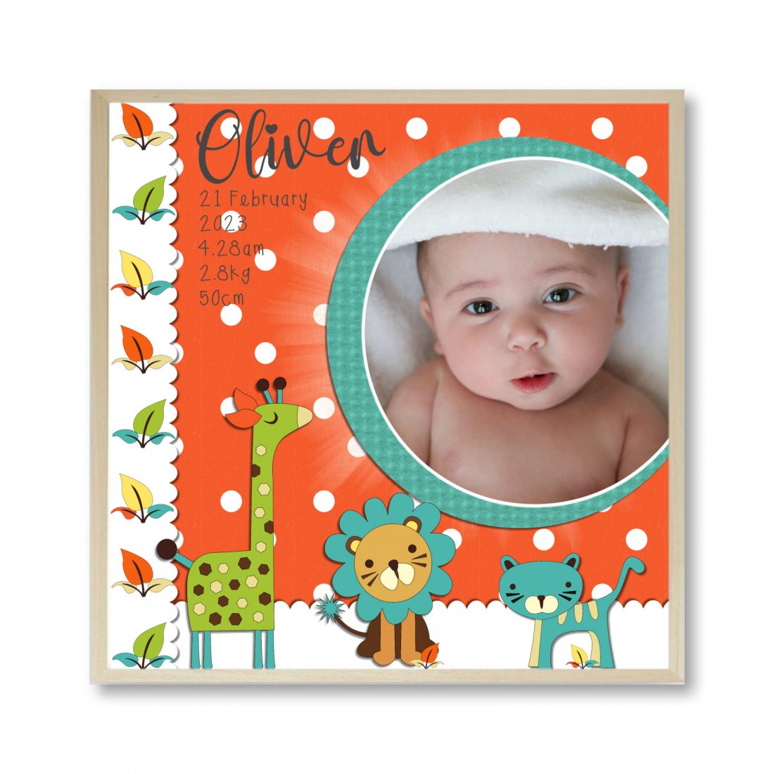 Personalised Boys Jungle Birth Print