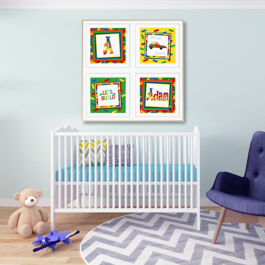 Personalised Lego-Inspired Nursery Print