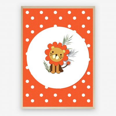 Retro Lion Nursery Print