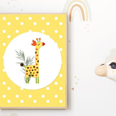 Retro Giraffe Nursery Print
