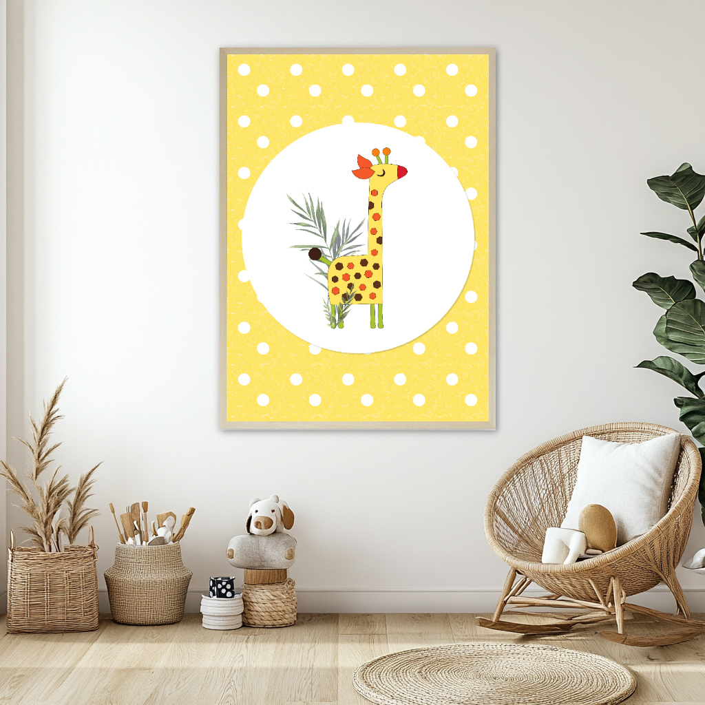 Retro Giraffe Nursery Print Safari Theme